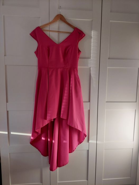 Sukienka dekold V okazjonalna fuksja r 42 wesele chrzciny komunia