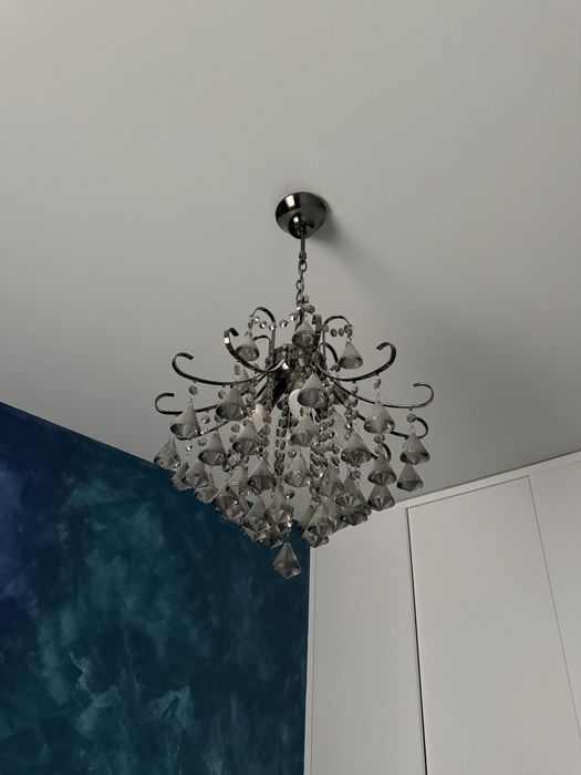 Lampa sufitowa, glamour, kryształy, grafit