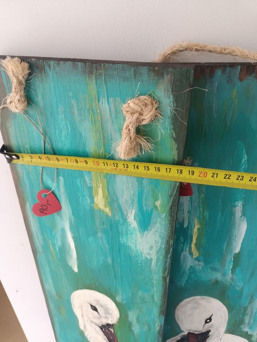 Boćki malowane na sosnowych deskach