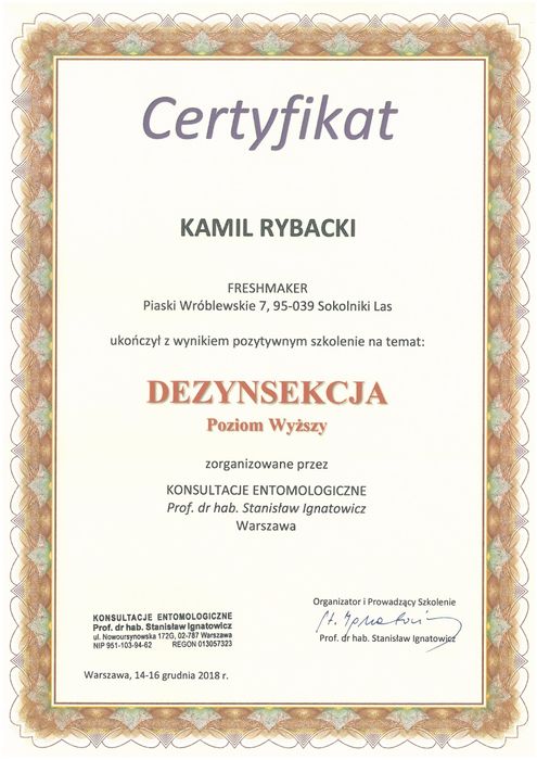 Usuwanie  Tępienie Likwidacja pluskwy Dezynsekcja odpluskwianie