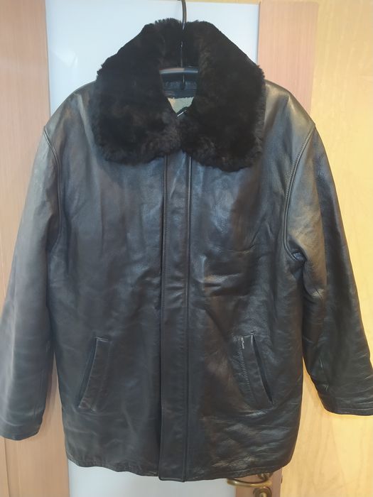 Куртка теплая,кожаная, со съемной подстежкой из овчины, 4XL,рост 190