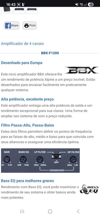 Amplificador Alpine BBX-F1200 Max 600W (Novo)