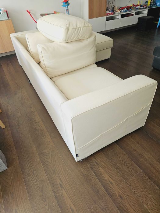 Sofá-cama de 3 lugares com chaise long, semi novo, excelente estado