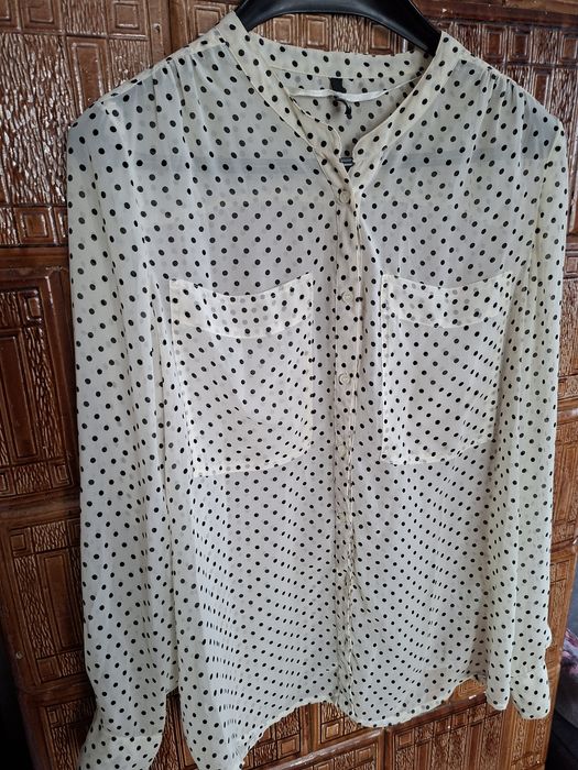 Elegancka koszula  ecru  w czrne kropeczki xl  KappAhl