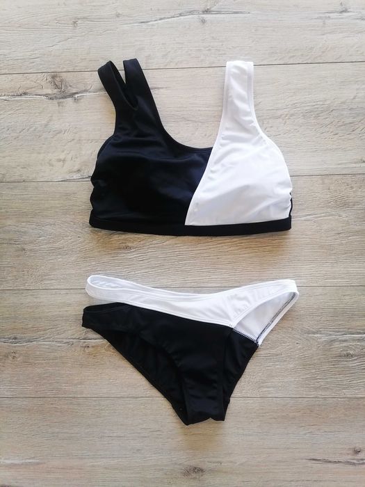 Nowy kostium kąpielowy sportowy bikini asymetryczny z wycięciami 40