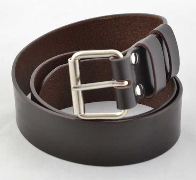 Pas wojskowy skórzany brązowy z jednym bolcem