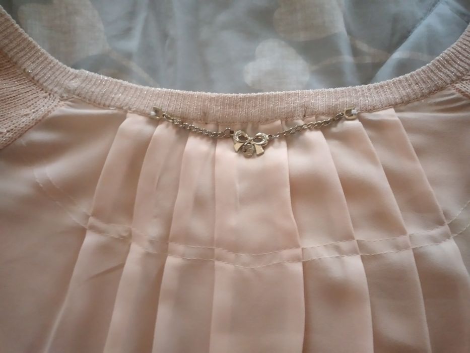 Camisola L, fio fino com fio dourado