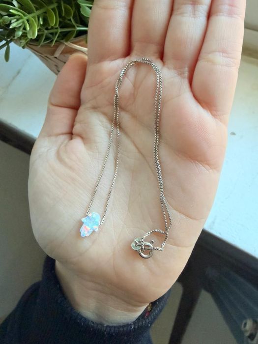 Colar em Prata 925 com Pingente Mão de Fátima (Hamsa)