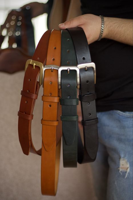 Ремінь чоловічий шкіряний ручної роботи. Мужской ремень кожаний