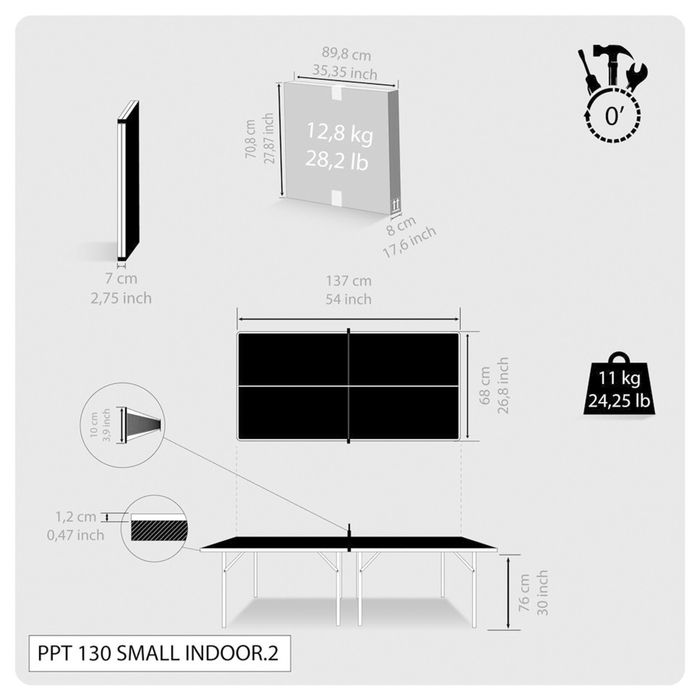 Mesa de ping pong, PPT 130 small indoor preto