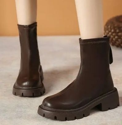 Черевики демісезонні на флісі шоколадного кольору 37-38р