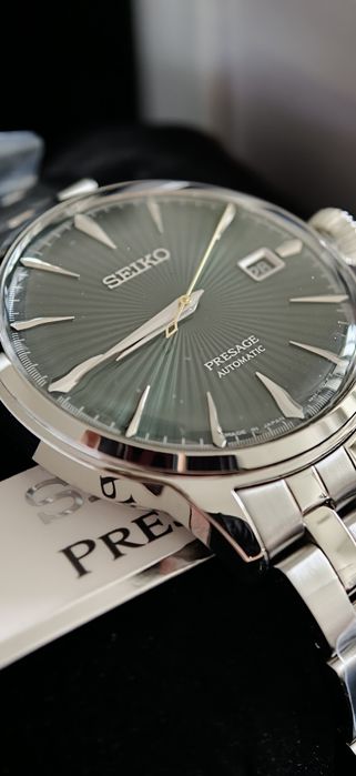 Zegarek męski Seiko SRPE15J1 Presage Automatic Zielony