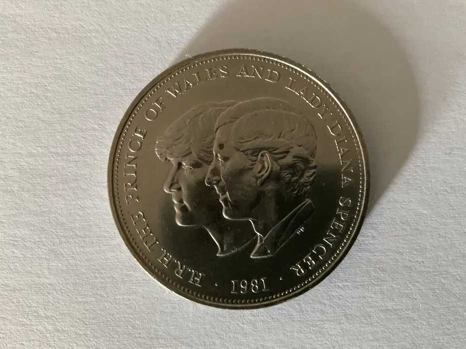 Moeda comemorativa do casamento de Lady Diana Spenser 1981