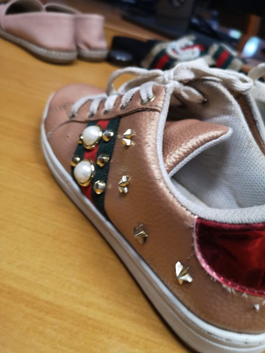 Buty trampki sneakersy Gucci złote ozdobne 38