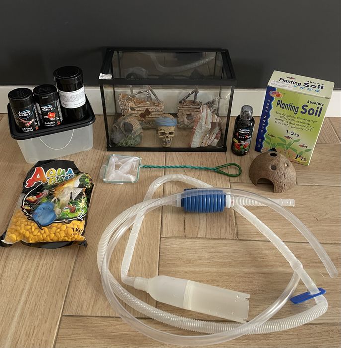 Aquário 20 Litros + 5 Decorações + 3 Comidas + (Extras de Oferta)