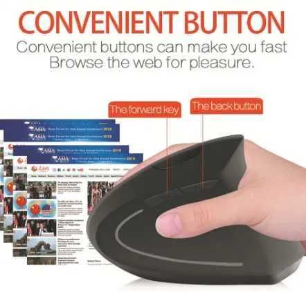 Rato Vertical Ergonómico Wireless USB com LED para Computador, Portátil e Tablet NOVO