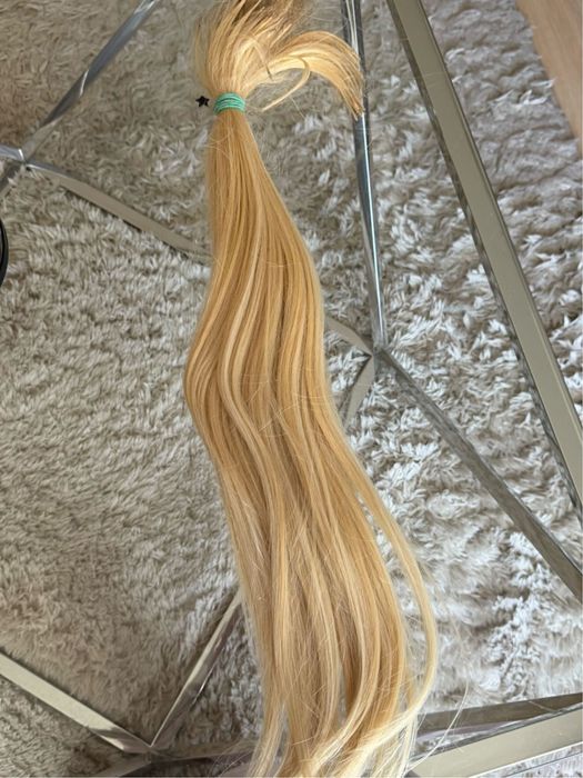 Wlosy naturalne na keratyne 117 gram 62 cm blond