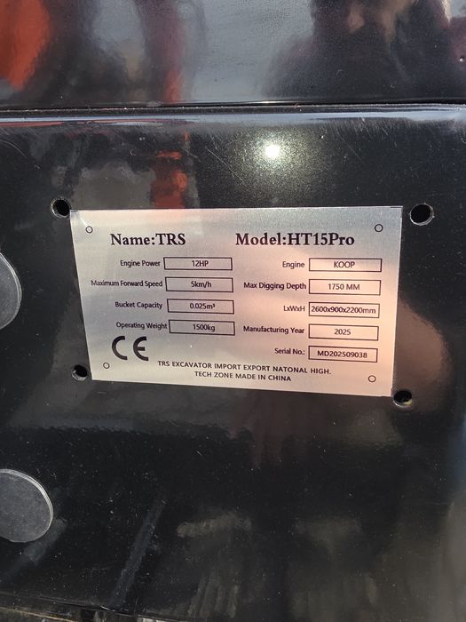 Mini Escavadora TRS HT15 Pro – 1.500 kg – Motor KOOP ja com iva