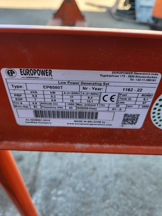 Agregat prądotwórczy Europower EP6500T  - 7kWA