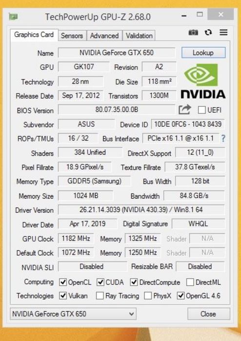 Продам видеокарту gtx 650