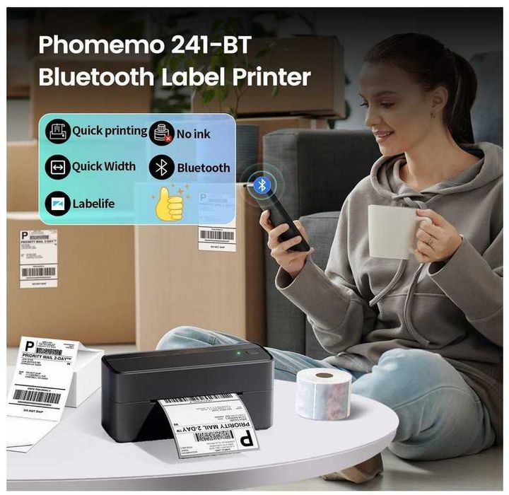 Drukarka etykiet wysyłkowych 4x6" Bluetooth Phomemo 241BT