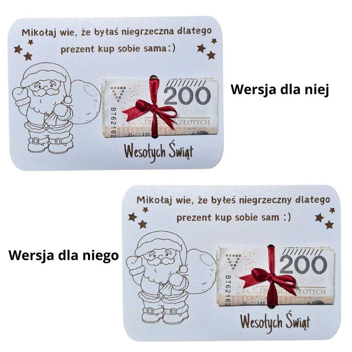 Świąteczny Bon Podarunkowy Voucher Podarunkowy Prezent Kup sobie sam