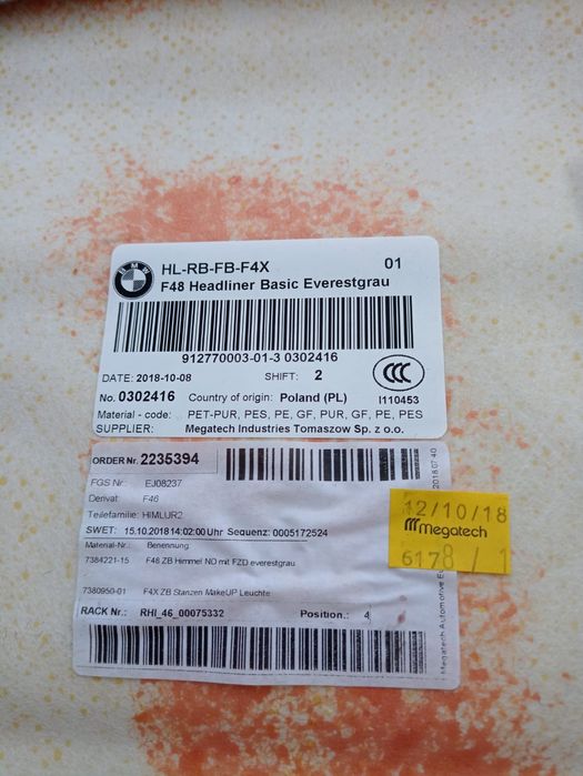 Podsufitka BMW X1 F48