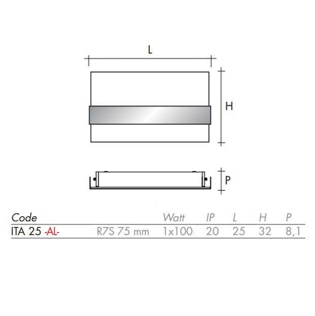 Aplique ITA 25 Inox V.Transparente da Oty Light (Original e Novo)