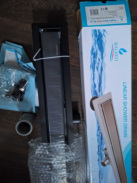 Odpływ liniowy 60 cm podłogowy , czarny mat Balneo Duplex Next