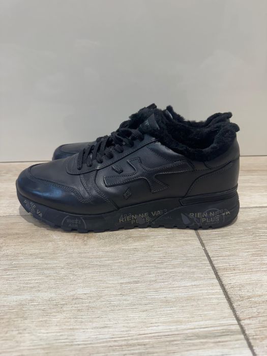 Premiata мужские кожаные зимние кроссовки на меху