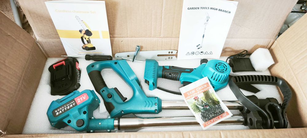Mini motosserra a bateria com cabo extensor