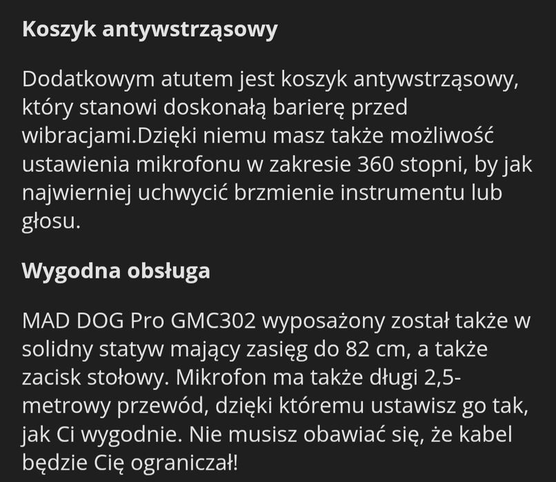 Mikrofon Mad Dog GMC 302