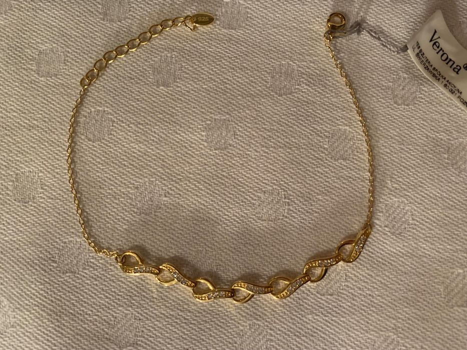 Bransoletka damska VERONA srebro pozłacane 19cm