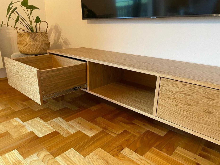 Szafka RTV z szufladami tip-on (push to open), do salonu, pod TV