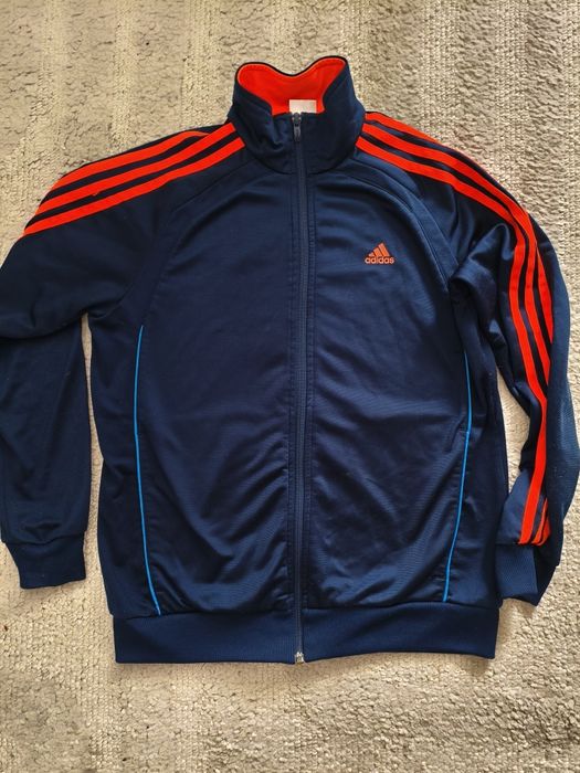 Bluza ADIDAS granatowa z pomarańczowymi paskami 164 wiek 13-14 lat