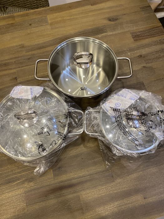 Zestaw garnków Silit – stal nierdzewna – NOWE – indukcja – 3 sztuki