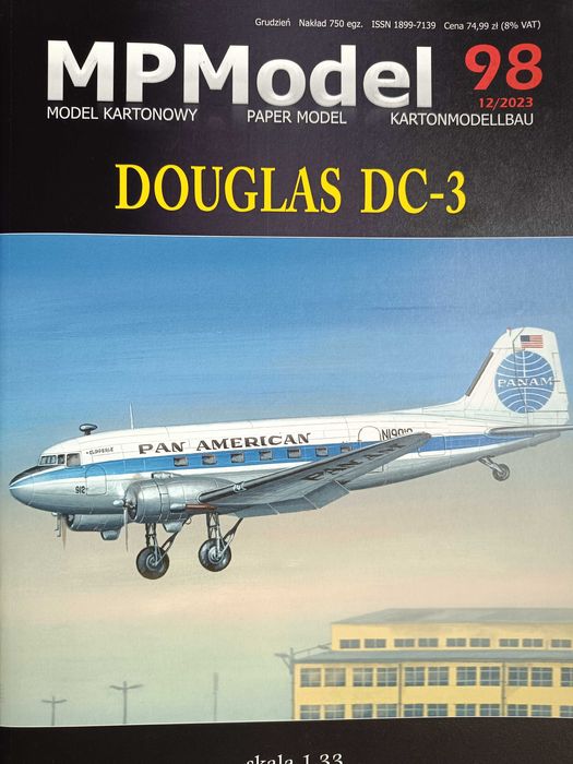Model kartonowy MPModel 98 : samolot DOUGLAS DC-3