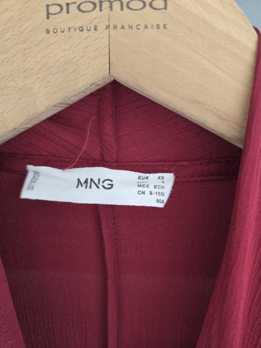 Sukienka z wiskozy Mango XS-S burgund bordo jesień kopertowa zwiewna