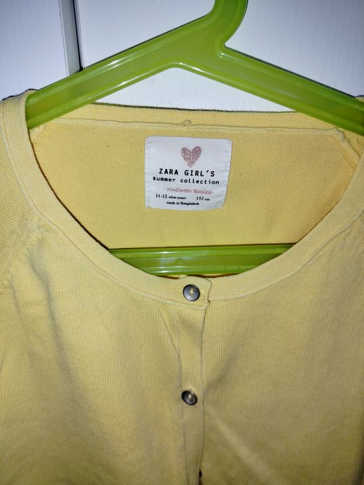 Kardigan bawełniany żółty Zara Girls Summer 152
