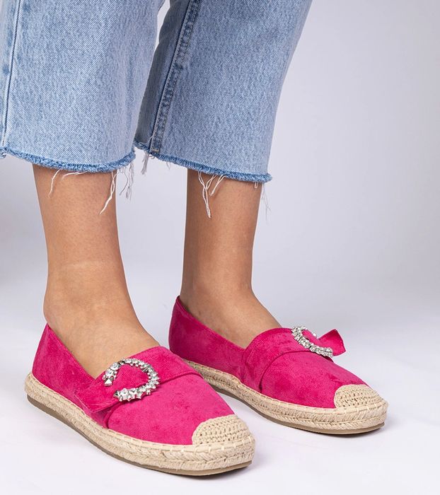 Różowe espadryle zdobione cyrkoniami Maruta