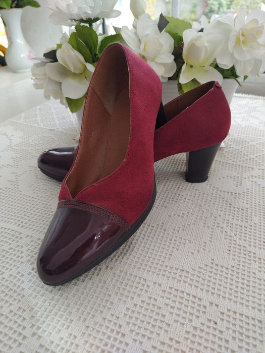 Sapatos bordeaux camurça e verniz, elegantes - Tam.38 - Calçado Portug