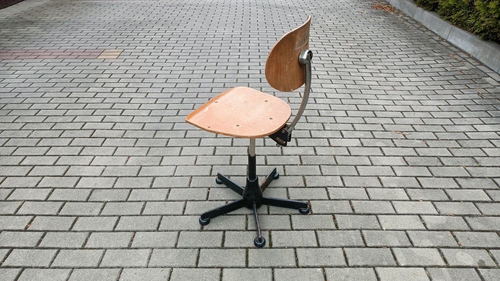 Stare Krzesło Obrotowe Industrialne Stołek LOFT Vintage Warsztatowe