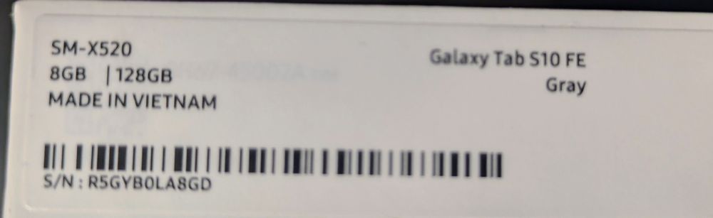 Tablet Samsung Tab S10 FE de 10.9 polegadas com 128GB, novo e selado