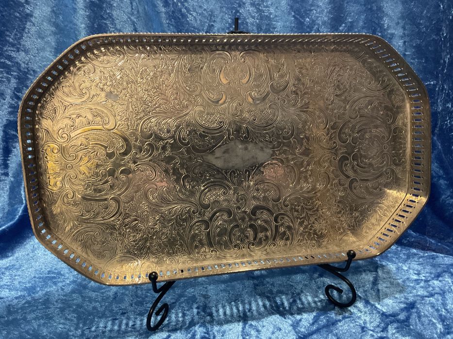 Bandeja retangular oitavada casquinha inglesa 36x20 cm433728656518696963