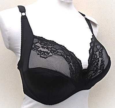 Beishifen /  wygodny miękki biustonosz 95G  czarny  z koronką