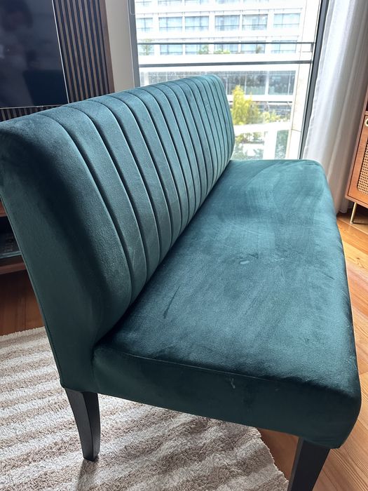Banco profissional 2-3 lugares de veludo verde. 559,00 € Novo