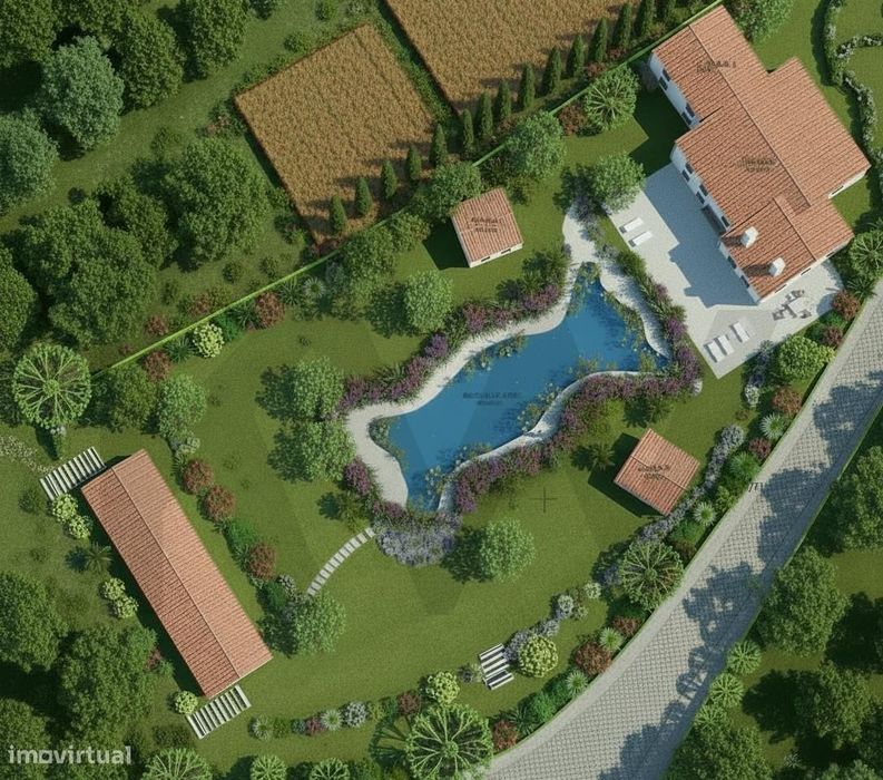 Terreno com projeto aprovado para moradia e anexos com piscina de arei