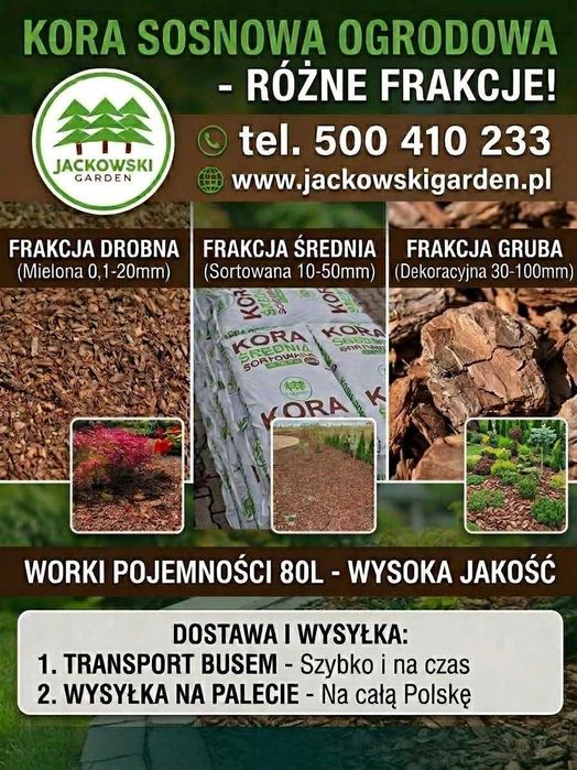 Kora Sosnowa Drobna Średnia Gruba Sortowana Producent 80L Workowana Kompostowana Ogrodowa Paleta Opole Ziemia Torf