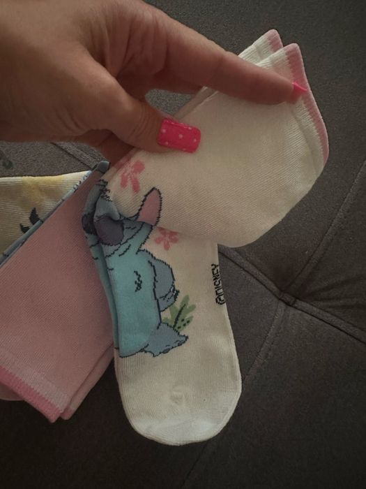 Zestaw 3 nowych skarpetek damskich pastelowe Lillo&stitch
