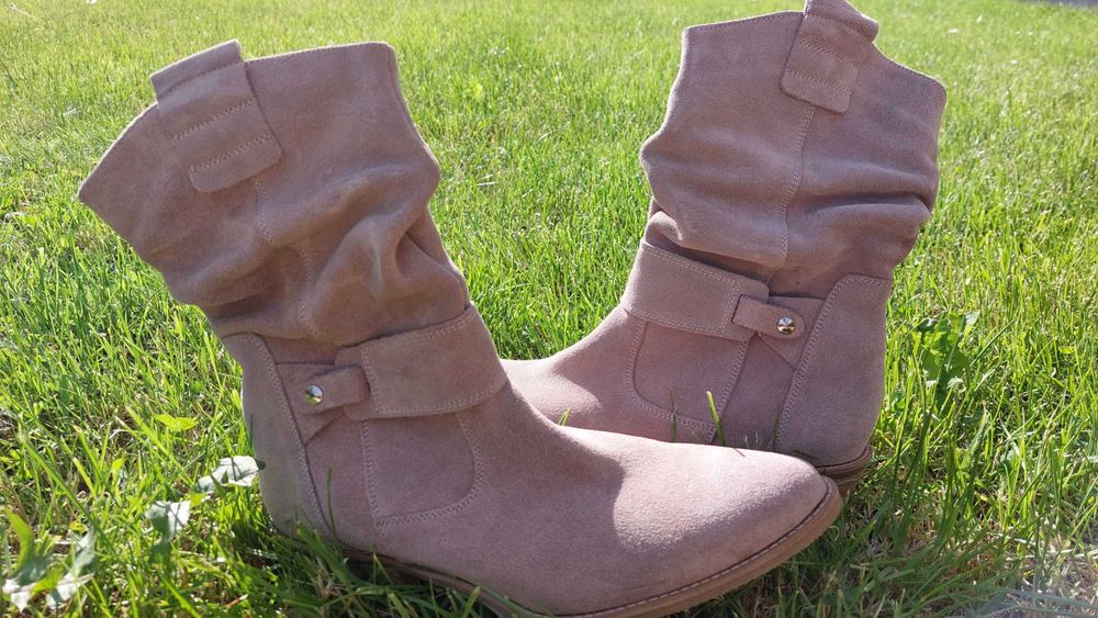 Botki damskie zamszowe  boho beż SAWAY rozm 40